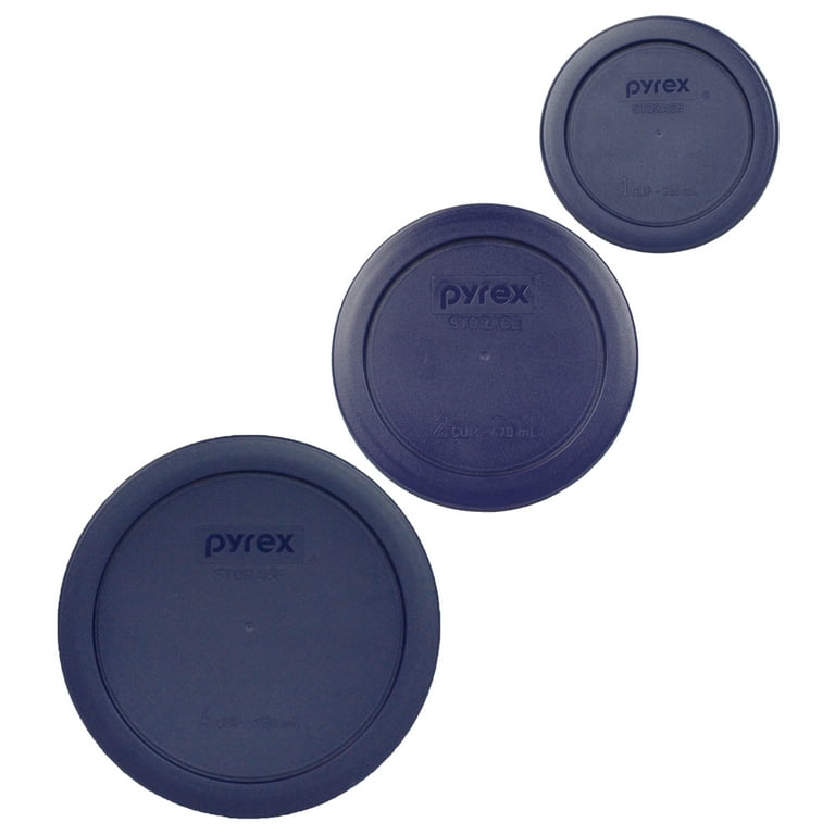 Pyrex (4) 7201 4-Cup Glass Food Storage Bowls w/ (4) 7201-PC 4-Cup Cadet Blue Lid Covers