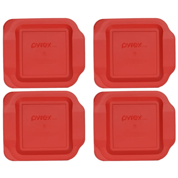 Pyrex Replacement Lid 222-PC 2-Qt Red Plastic Square Cover (4-Pack) for Pyrex 222 Dish (Sold Separately)