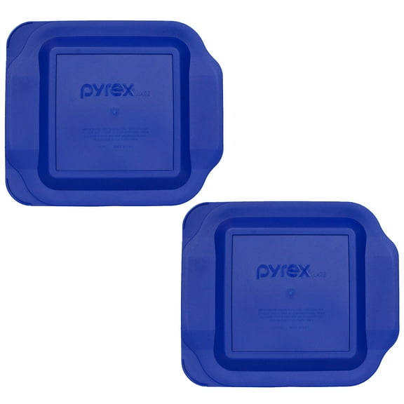 Pyrex Replacement Lid 222-PC Blue Plastic Square Cover (2-Pack) for Pyrex 222 2-Qt Dish (Sold Separately)