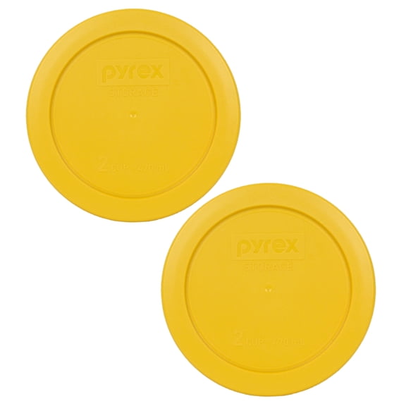 Pyrex Replacement Lid 7200-PC Butter Yellow Plastic Cover 2-Pack for Pyrex 7200 2-Cup Bowl (Sold Separately)