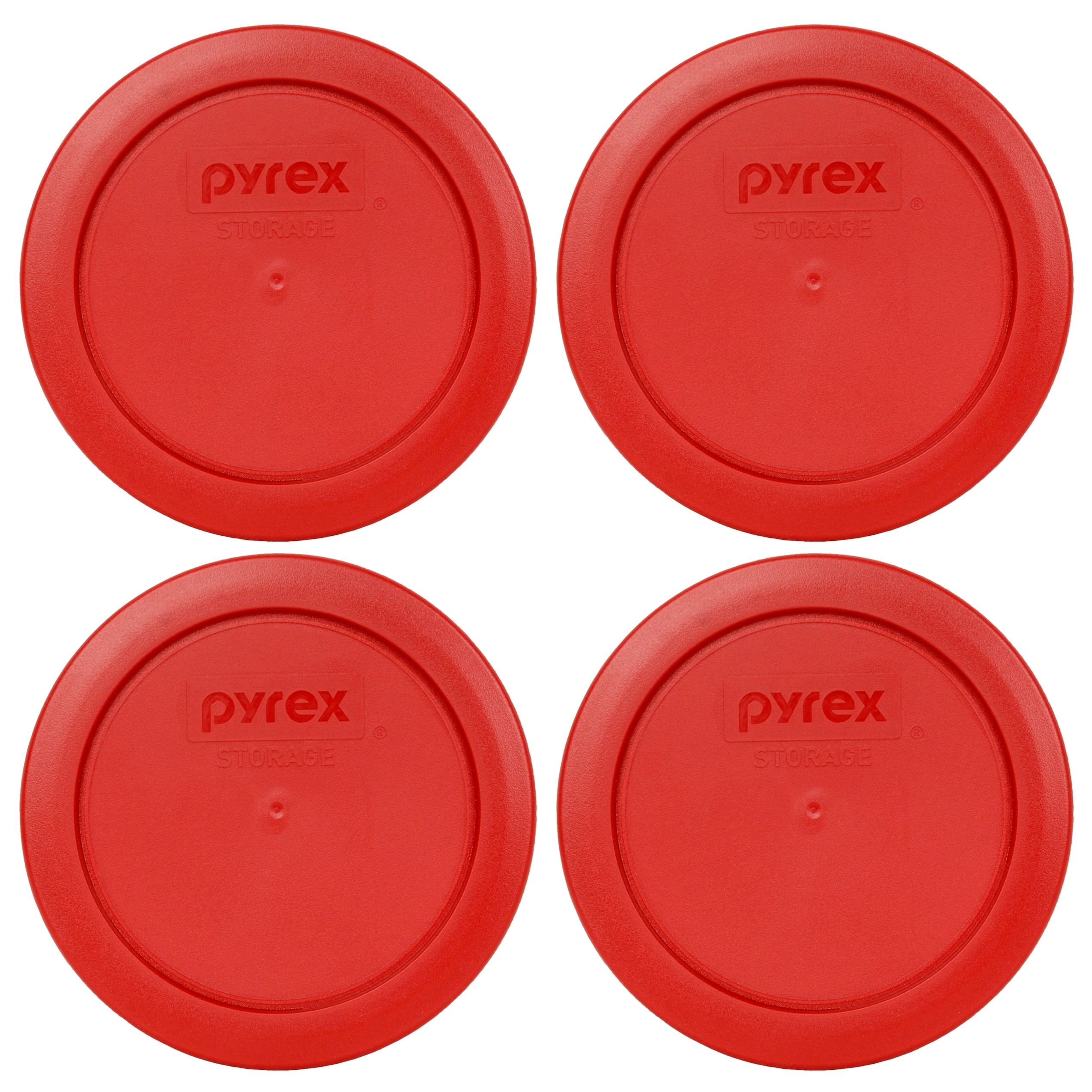 Pyrex 7200PC Poppy Red Replacement Lid 4Pack, BPAFree Plastic, for 2