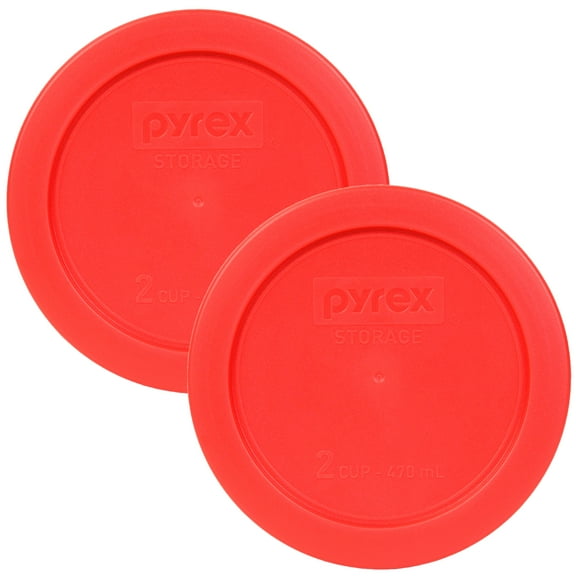 Pyrex Replacement Lid 7200-PC Red Round Plastic Cover (2-Pack) for Pyrex 7200 2-Cup Bowl (Sold Separately)
