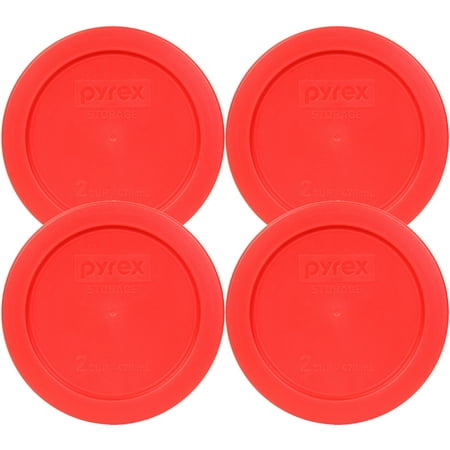 Pyrex Replacement Lid 7200-PC Red Round Plastic Cover (4-Pack) for Pyrex 7200 2-Cup Bowl (Sold Separately)
