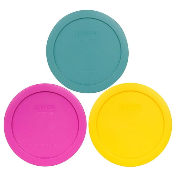 Pyrex Replacement Lid 7201-PC (1) Turquoise, (1) Pink & (1) Lemon Yellow Cover (3-Pack) for Pyrex 7201 4-Cup Bowl (Sold Separately)