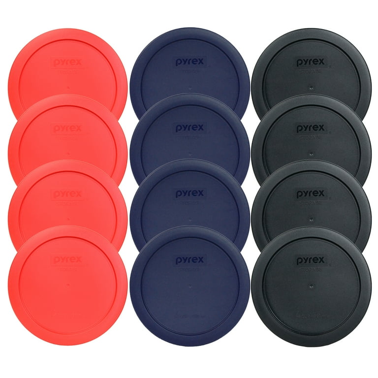 Pyrex 7201-PC Replacement Lid 12-Pack Bundle in Black, Blue, Red - Main Image