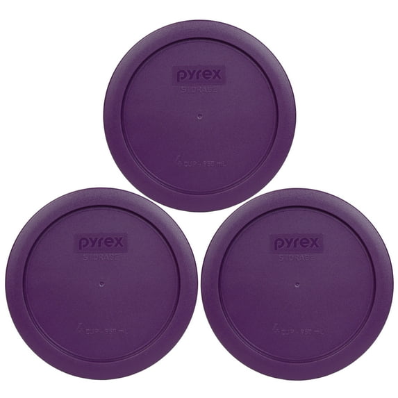 Pyrex Replacement Lid 7201-PC Purple Round Plastic Cover (3-Pack) for Pyrex 7201 4-Cup Bowl (Sold Separately)