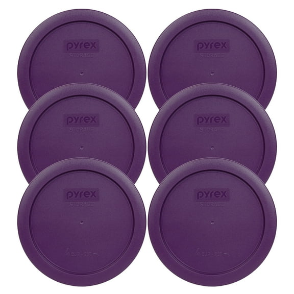 Pyrex Replacement Lid 7201-PC Purple Round Plastic Cover (6-Pack) for Pyrex 7201 4-Cup Bowl (Sold Separately)