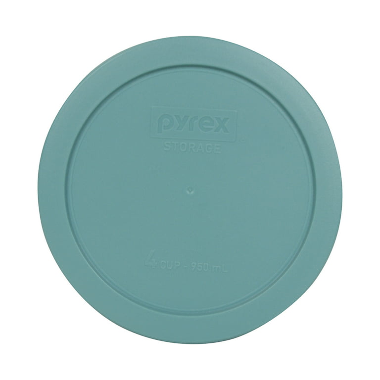 Pyrex 7201 4-Cup Round Glass Food Storage Bowls w/ 7201-PC 4-Cup Turquoise Lid Covers