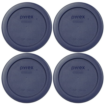 Pyrex Replacement Lid 7202-PC Dark Blue Round Cover (4-Pack) for Pyrex 7202 1-Cup Bowl (Sold Separately)