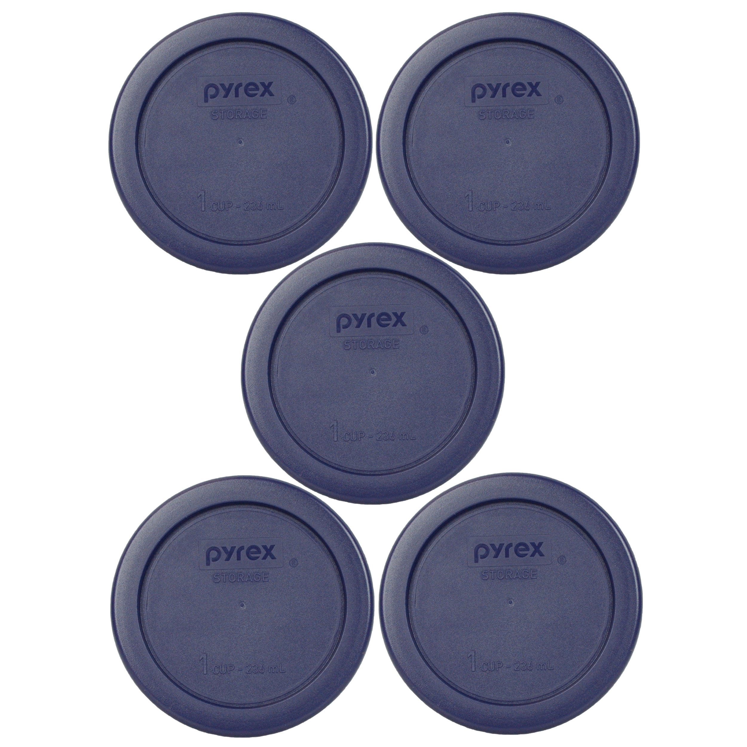 Pyrex 7202PC Dark Blue Round Replacement Lid (5Pack) for 1Cup Dish