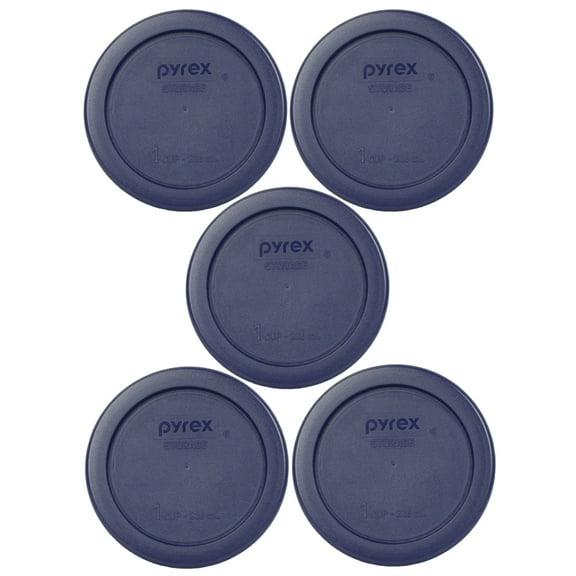 Pyrex Replacement Lid 7202-PC Dark Blue Round Cover (5-Pack) for Pyrex 7202 1-Cup Dish (Sold Separately)