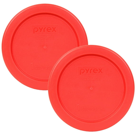 Pyrex Replacement Lid 7202-PC Red Round Cover (2-Pack) for Pyrex 7202 1-Cup Bowl (Sold Separately)