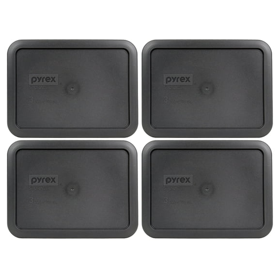 Pyrex Replacement Lid 7210-PC Charcoal Grey Rectangle Cover (4-Pack) for Pyrex 7210 3-Cup Dish (Sold Separately)