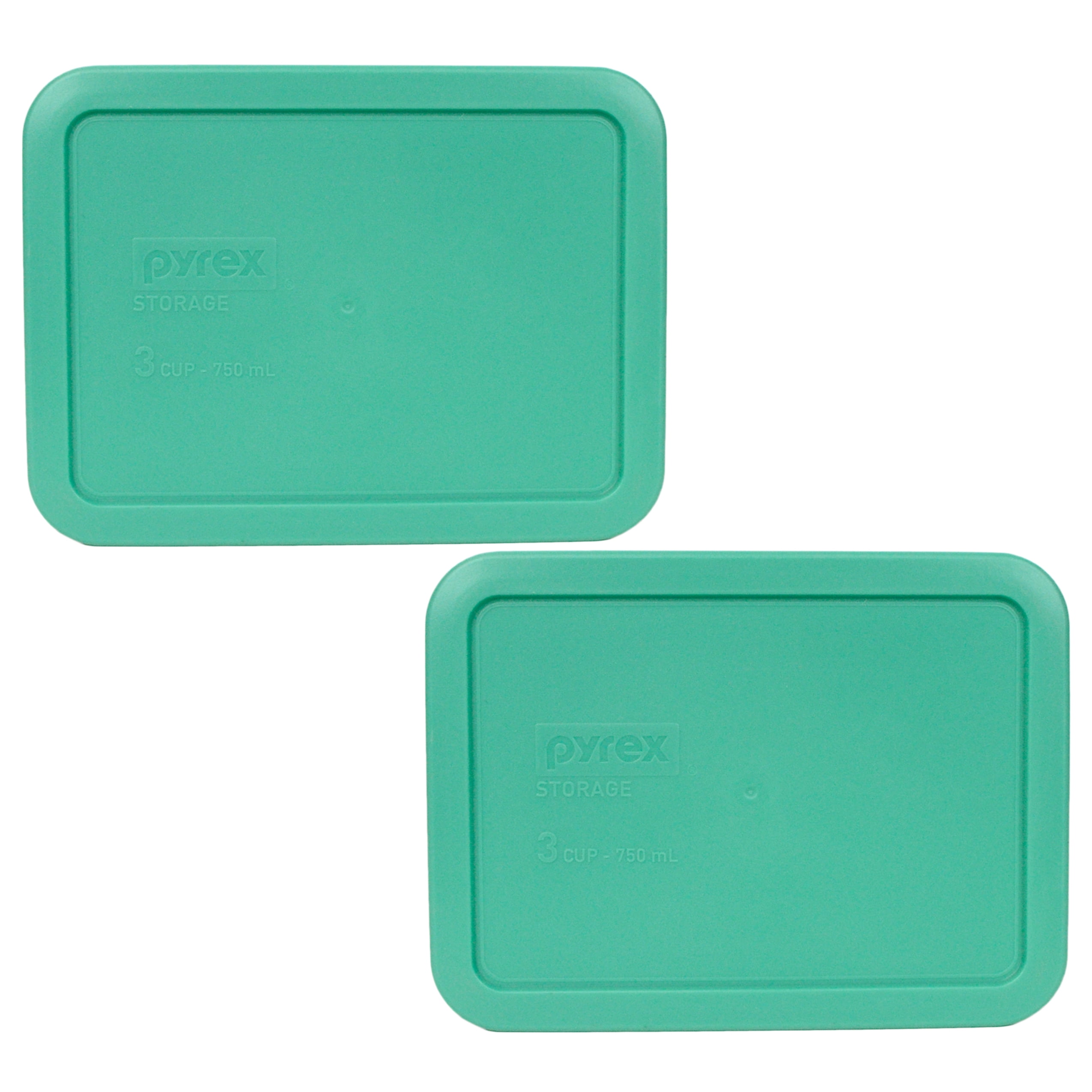 Pyrex (1) 7210 3-Cup Glass Storage Container and (1) 7210-PC Jade Dust  Green Plastic Lid