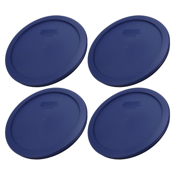 Pyrex 7402-PC Blue Food Storage Replacement Lid (This Lid Fits the Pyrex 7402 6-Cup SCULPTED MIXING BOWL and 7203 7-Cup Glass Bowl) (4-Pack)