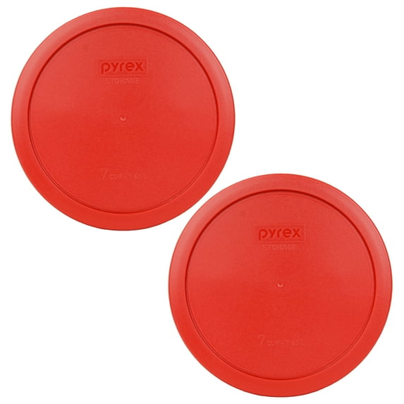 Pyrex Replacement Lid 7402-PC Poppy Red Round Cover 2-Pack for Pyrex 7402 7-Cup Bowl (Sold Separately)