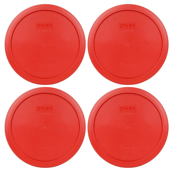 Pyrex Replacement Lid 7402-PC Poppy Red Round Cover 4-Pack for Pyrex 7402 7-Cup Bowl (Sold Separately)