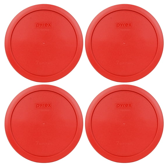 Pyrex Replacement Lid 7402-PC Poppy Red Round Cover 4-Pack for Pyrex 7402 7-Cup Bowl (Sold Separately)