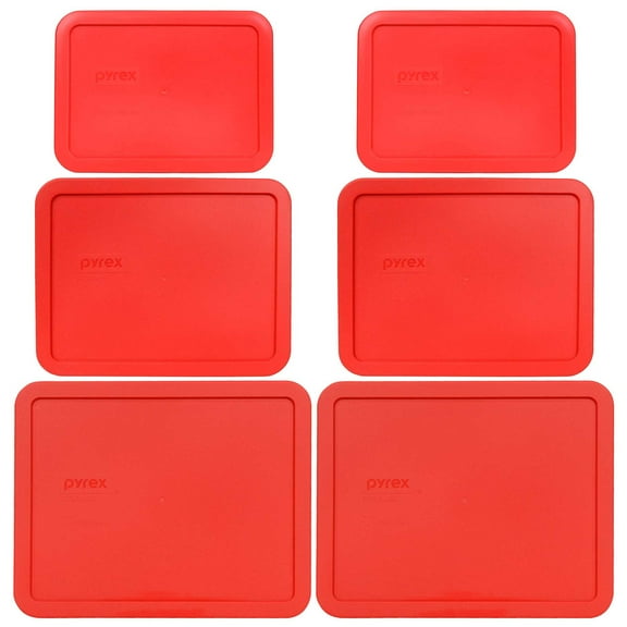 Pyrex Replacement Lid Red 6-Pack, Sizes (2) 7212-PC, (2) 7211-PC, and (2) 7210-PC