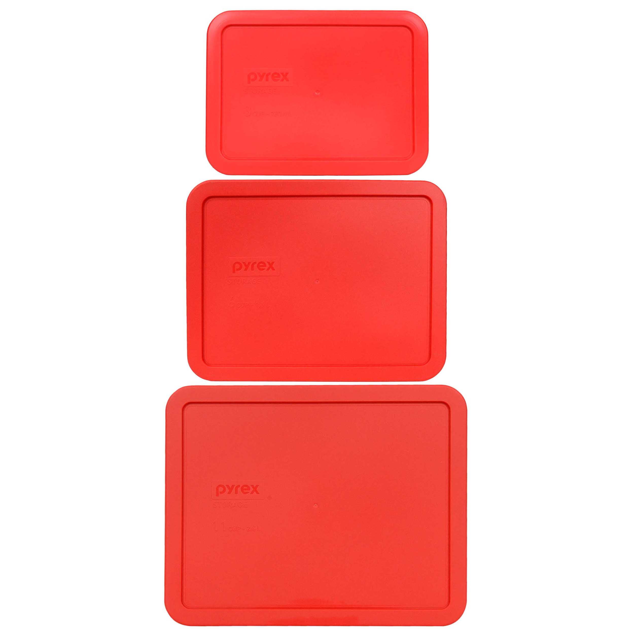 Pyrex Replacement Lid Red Trio, Sizes 7212PC, 7211PC, and 7210PC