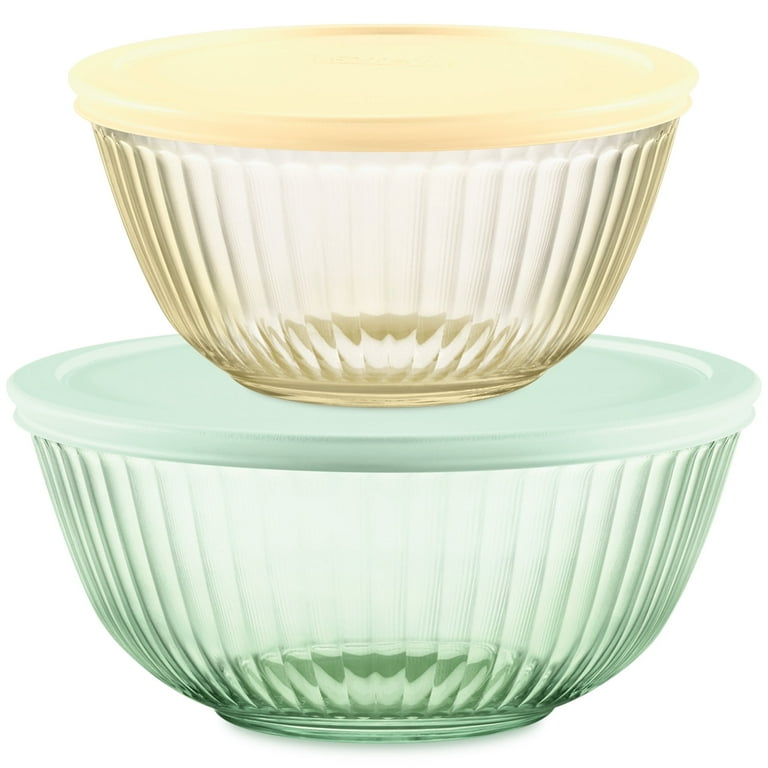 Pyrex Sculpted Storage & Prep Glass Mixing Bowl Set with Pyrex Sculpted Storage & Prep Glass Mixing Bowl Set with
