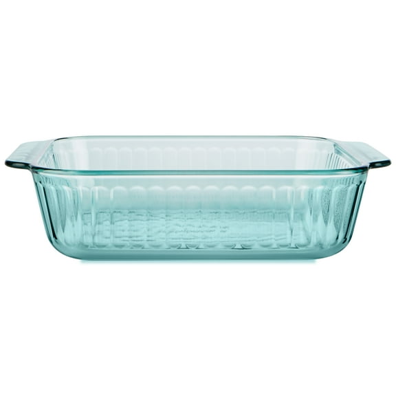 Pyrex Sculpted Tinted Glass 8" Square Baking Dish, Aqua