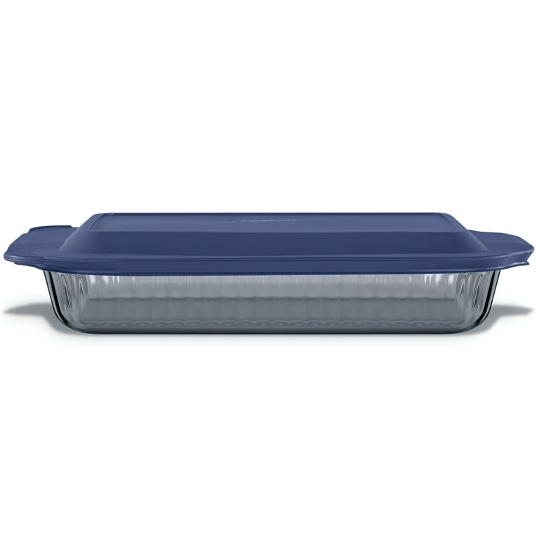 Pyrex Large 9x13 Glass Baking Dish Easy Grab Covered with Airtight Lid Smoke Tinted Walmart