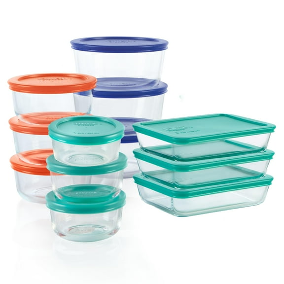 Pyrex Simply Store (12-Pack) Glass Food Storage Containers Set, (1, 2, & 3 Cup) Meal Prep Containers with Plastic BPA-Free Lids, Dishwasher & Microwave Safe
