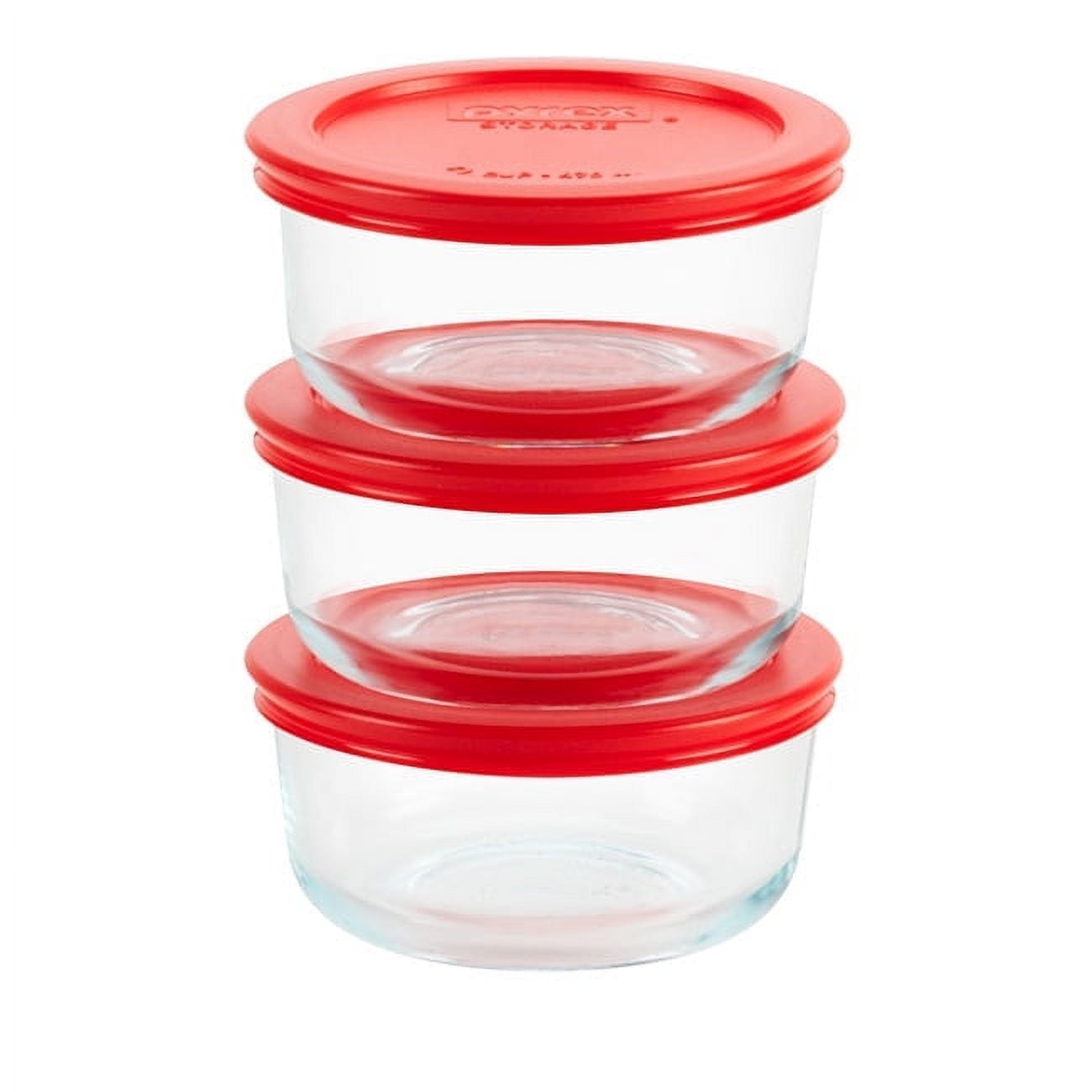 Pyrex 2-Cup Red Glass Food Storage Bowl Set