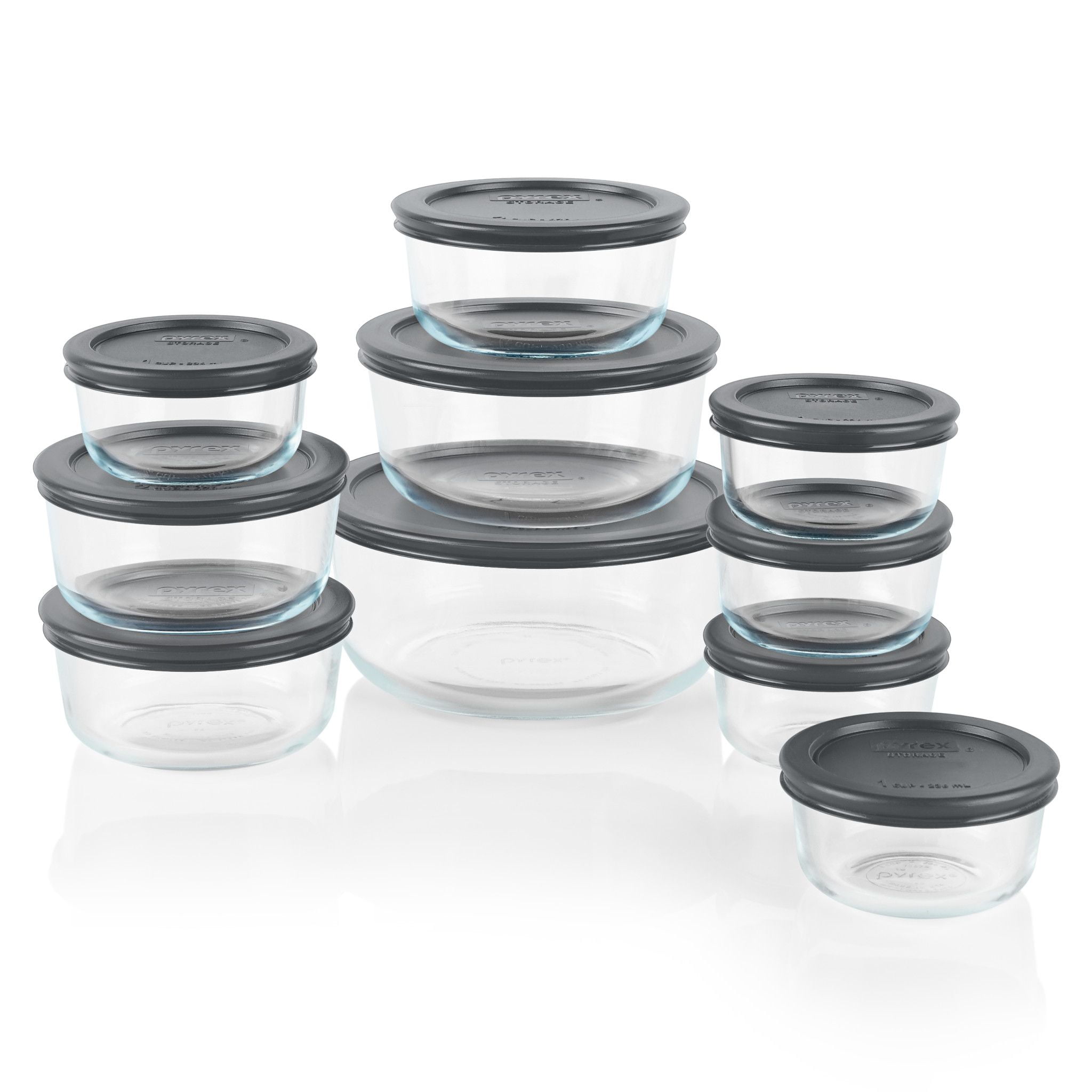 Pyrex Glass Bowls with Grey Lids, Set of 2 | Crate u0026 Barrel