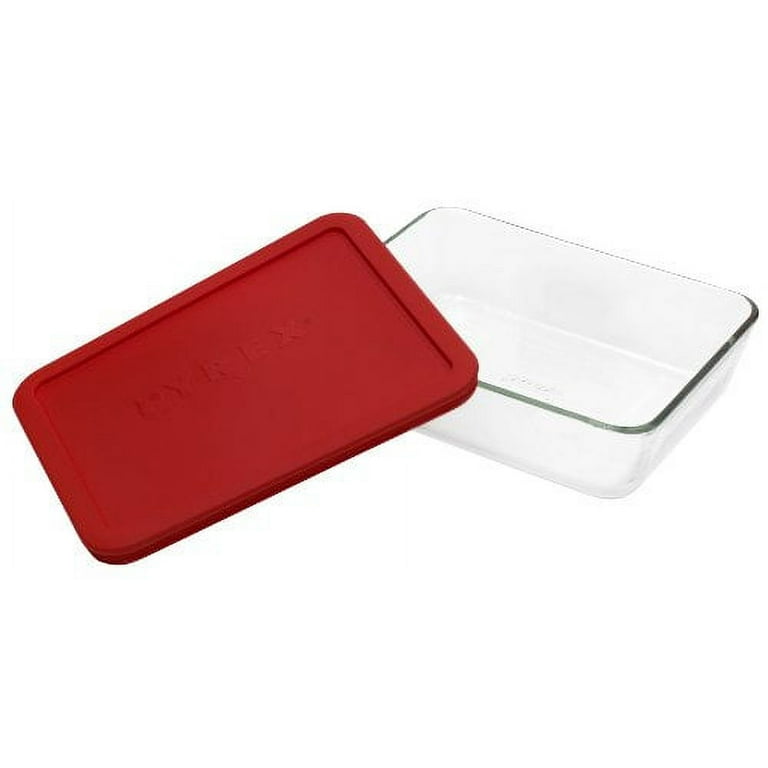 Pyrex Simply Store 6-Cup Rectangular Glass Food Storage with Red Lid (Pack  of 3)
