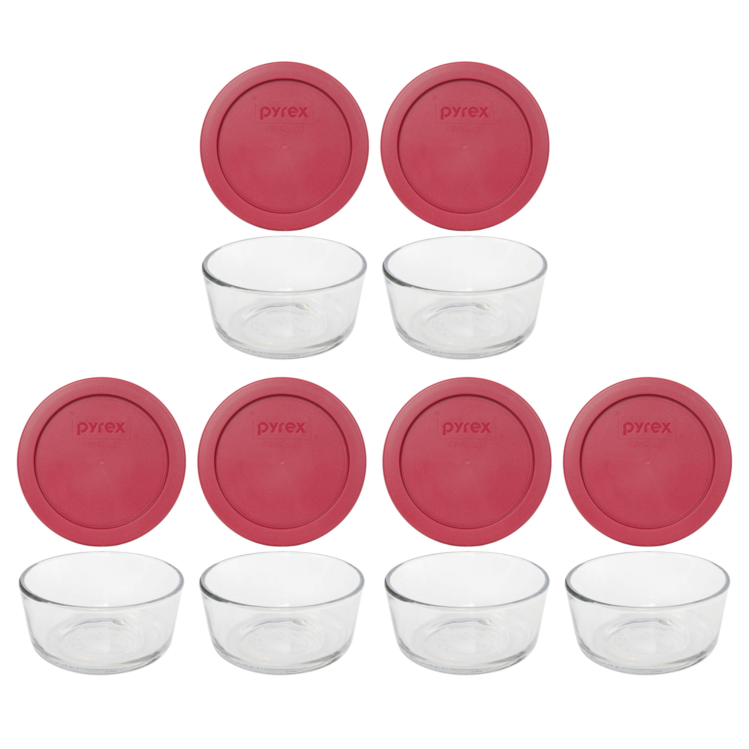 Pyrex Simply Store 7200 Glass Storage Bowl w/ 7200-PC Red Lid Cover