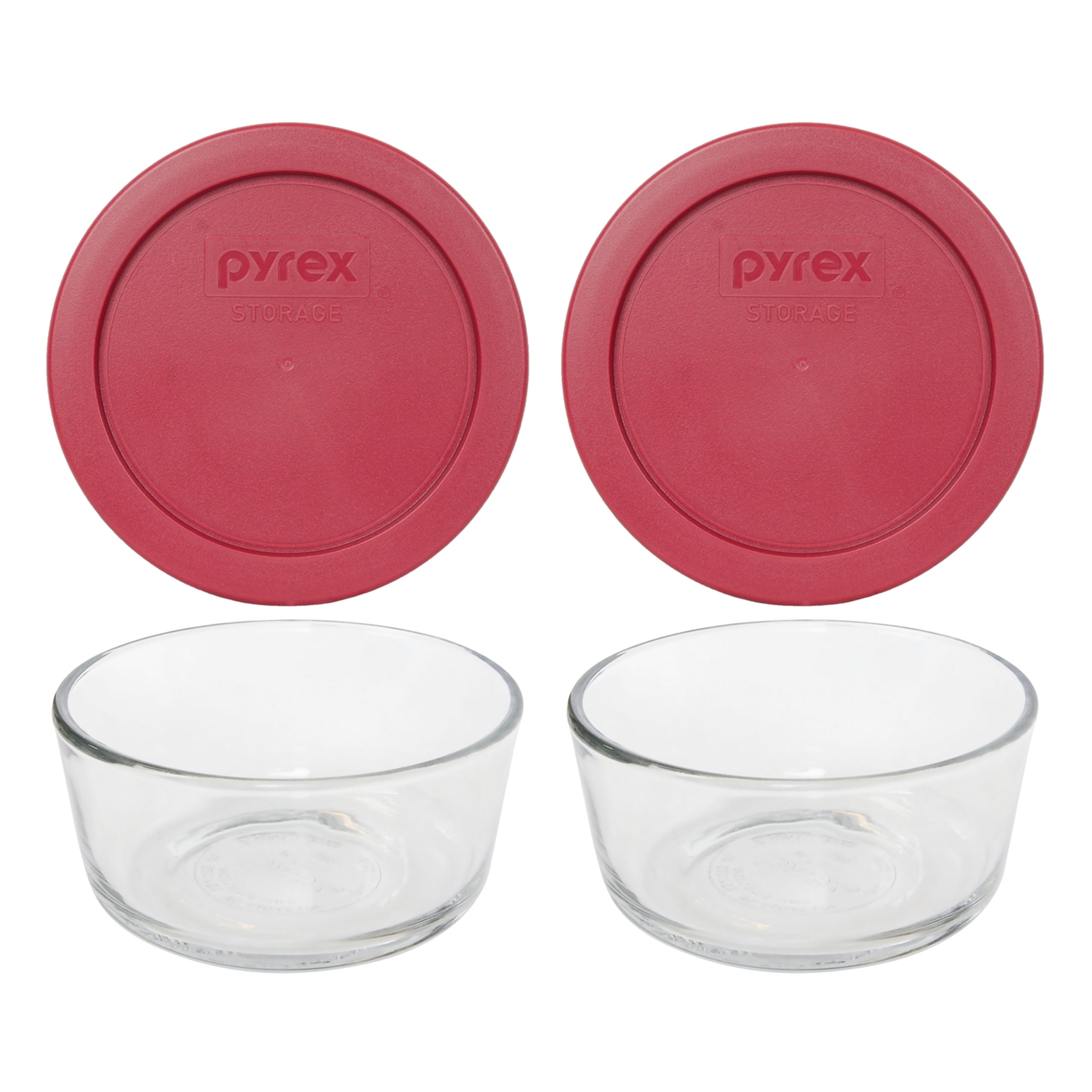 Pyrex Simply Store 7200 2-Cup Glass Storage Bowl w/ 7200-PC 2-Cup Berry Red  Lid Cover 