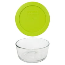 Pyrex Simply Store 7200 2-Cup Glass Storage Bowl with 7200-PC Edamame Green Plastic Lid Cover