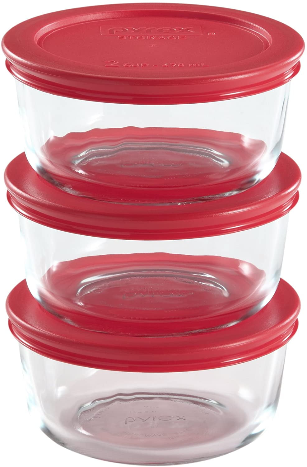 Pyrex Simply Store 7200 Glass Storage Bowl w/ 7200-PC Red Lid Cover