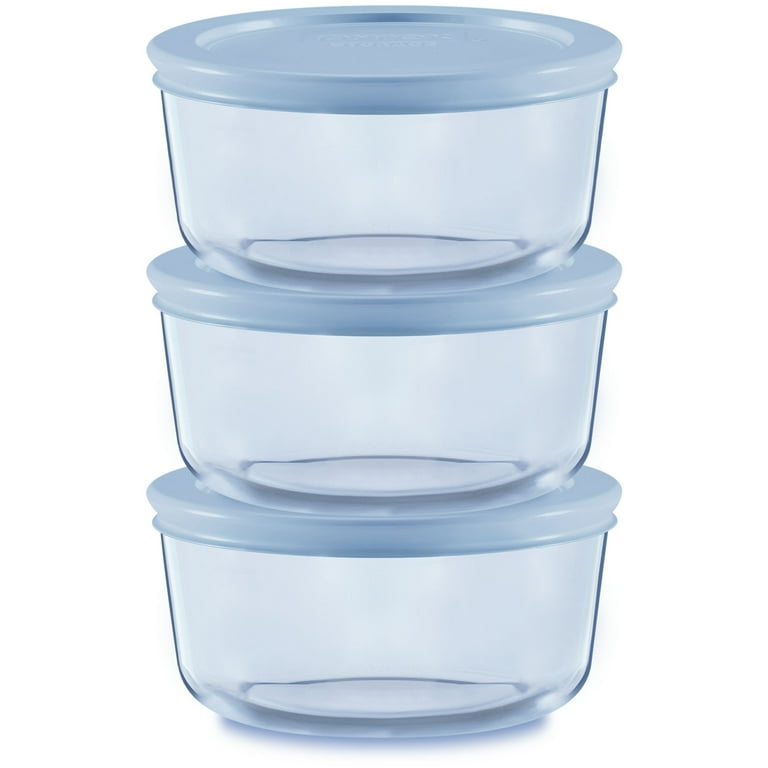Pyrex Simply Store Tinted 6-piece Round Storage Value Pack with Blue Plastic Lids
