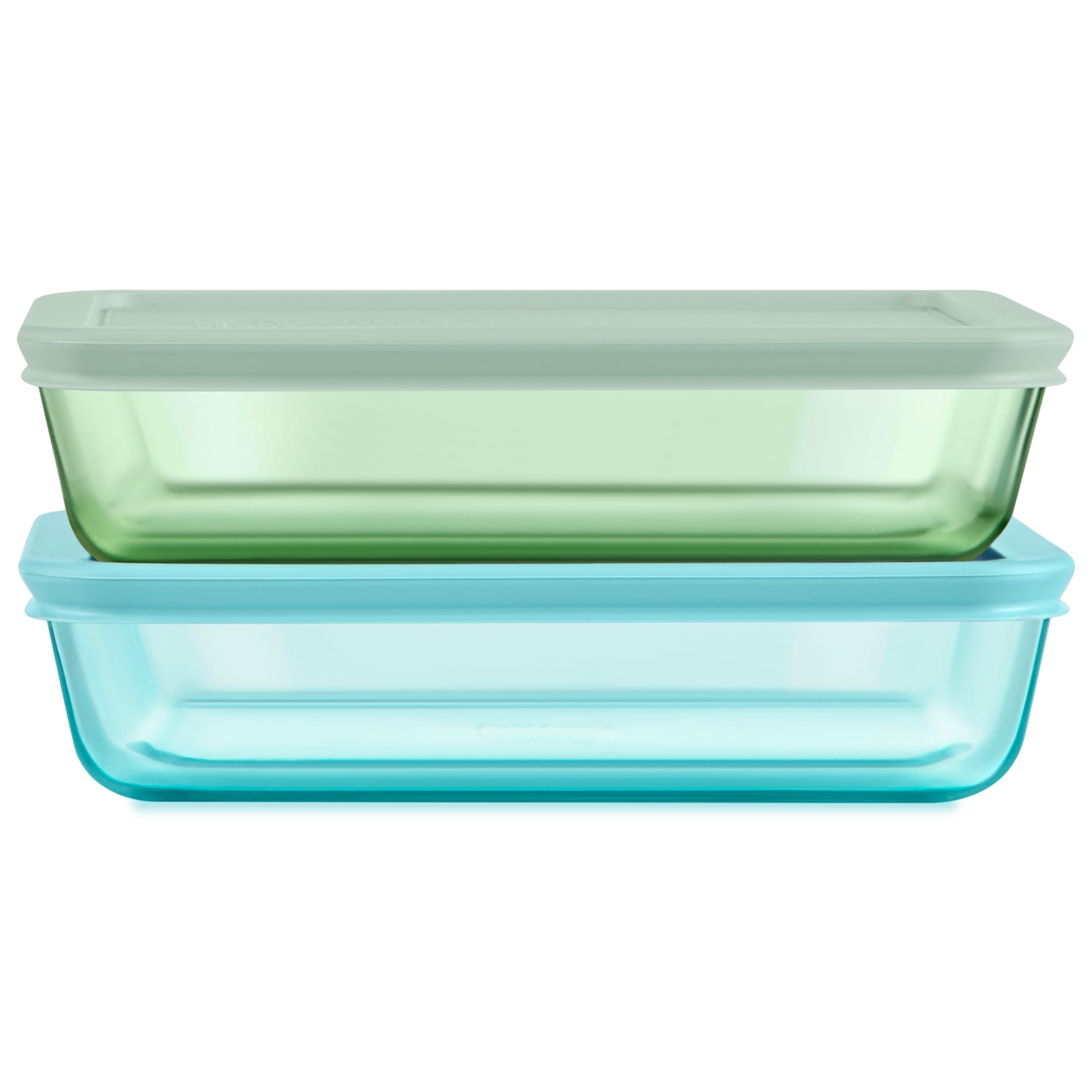 Pyrex Simply Store Tinted Glass 3-cup Rectangle Storage Containers, 4 ...