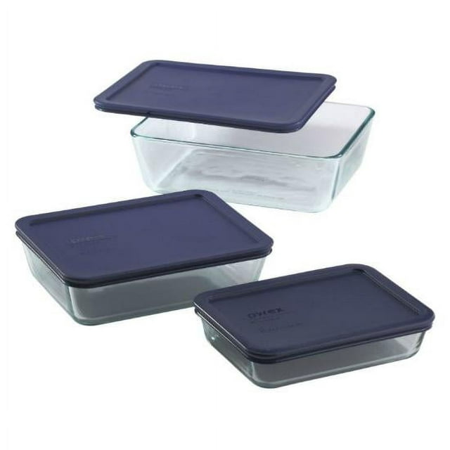 Pyrex6004023 Glass Food Storage Set with Plastic Lids, 6-Piece