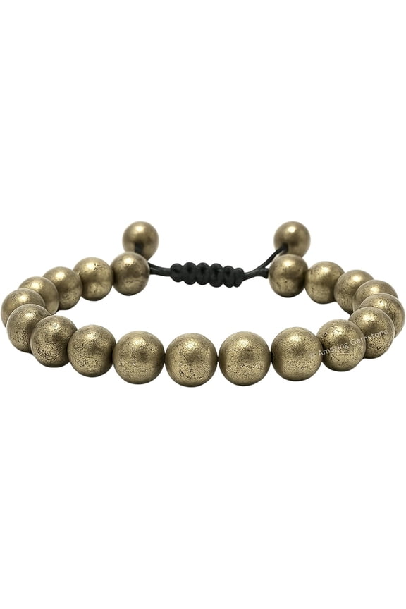 Pyrite Crystal Bracelet - 8mm Beaded Bracelet and Healing Stones