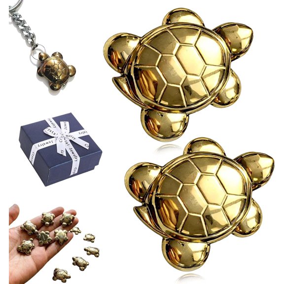 Pyrite Crystal Tortoise, Pyrite Crystal Turtle Inspired Decor, Mini Turtle Crystal Animal for Wealth Protection, for Office, Desk Home (2PCS,15mm)