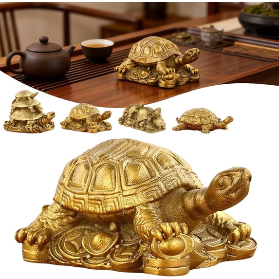 Pyrite Crystal Turtle Figurine, Tortoise Shell Decor for Home Office Desk Shelf, Feng Shui Style Tortoise Living Room Table Display Shelf Gift
