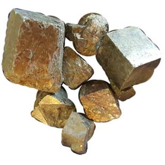 Pyrite Cubed Stones - Gold - 1 lb - Tumbled for Prosperity