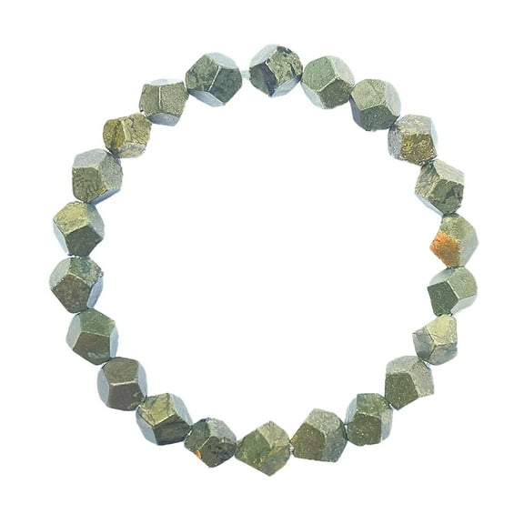 Pyrite Gemstone Bead Bracelet - Handmade Faceted Natural Stone Stretch Bracelet for Men & Women, Healing Jewelry with Adjustable Fit