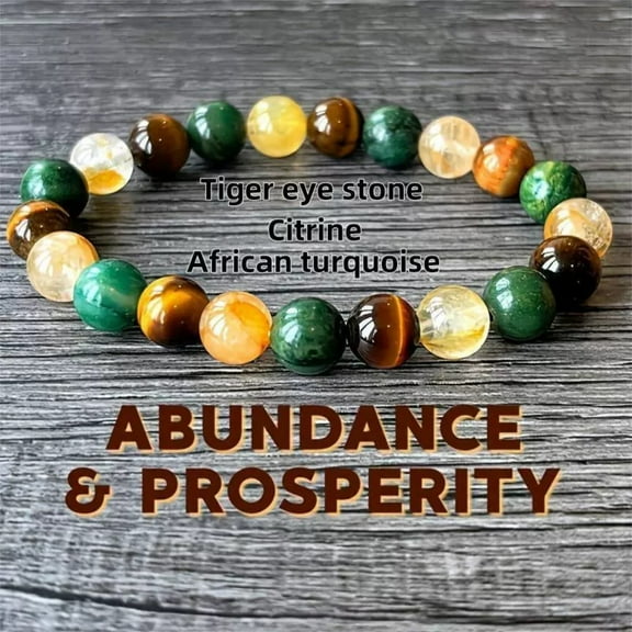 Pyrite Green Aventurine Citrine Healing Bracelet Set - Natural Gemstone Stretch Bracelets for Men & Women - Anxiety Relief & Calming Jewelry Gifts