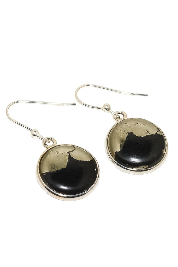 Pyrite In Magnetite Earring, Christmas Gift, Gemstone Silver Jewelry, Iron Pyrite Earring, New Year Sale