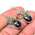 thumbnail image 1 of Pyrite In Magnetite Two Tone Handmade 925 Sterling Silver Earring 1.7" T40, Gemstone Silver Jewelry, New Year Sale, Valentin's Day Gift, 1 of 1