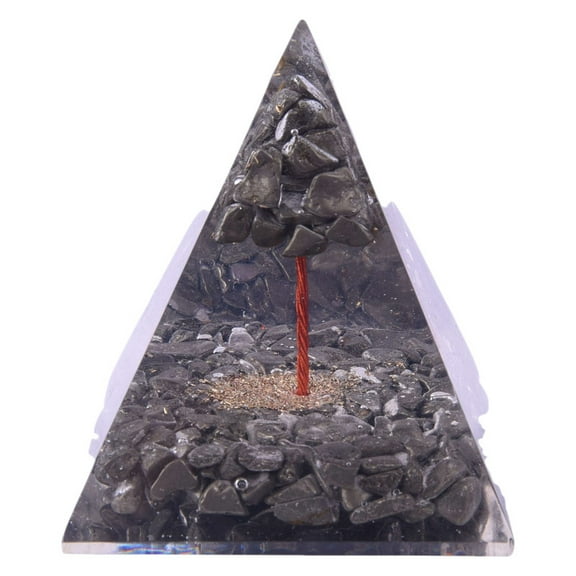 Pyrite Orgone Pyramid with Natural Pyrite Tree Inside to Attract Wealth Prosperity and Abundance, Home, Office, Dcor(KI_105)