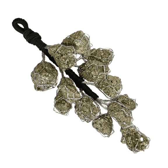 Pyrite Raw Stone Crystal Hanger: Boost wealth with this natural beauty! Perfect Charm for Car Mirror, Walls, Attract Money & Wealth