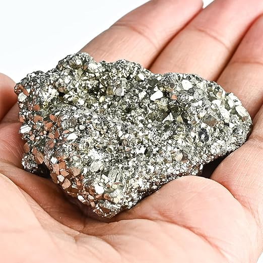 Pyrite Stone Original - 40 to 80 Grams, Powerful Crystal for Manifestation, Energy Healing & Wealth - Natural & Authentic Mineral Specimen, Gemstone for Wealth Attracts Money Magnet Reiki Healing