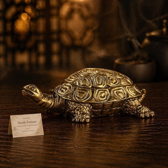 Pyrite Tortoise Shell Table Decor Mini Brass Figurines Crystal Stone Turtle Inspired Statue for Feng Shui Home Office Desk Shelf Ornament Gift Living Room Display